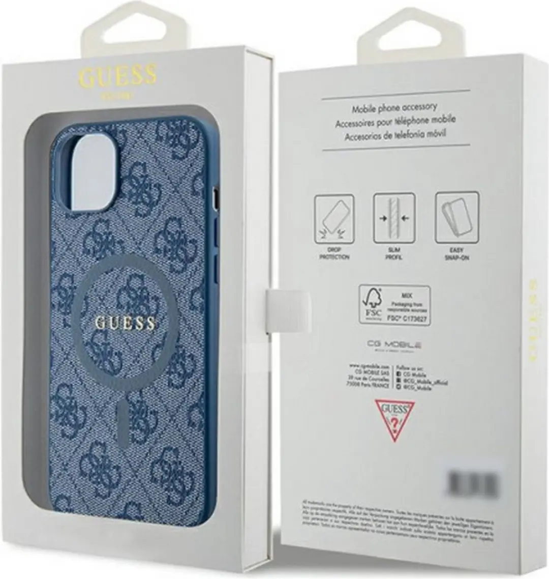 Guess 4G Back Case MagSafe iPhone 15 - Blauw
