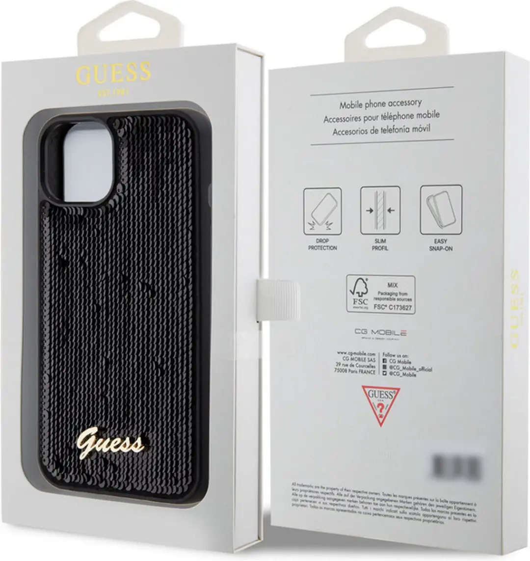 Guess Sequins Back Case - iPhone 13 - Zwart