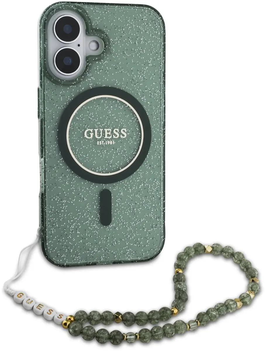 GUESS MagSafe Glitter Case iPhone 16 Pro Max - Groen
