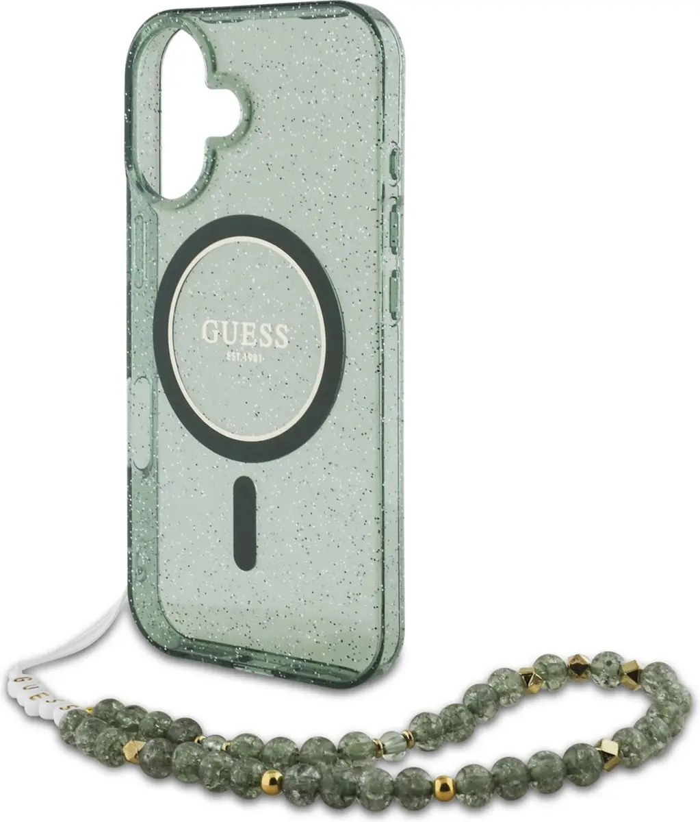 GUESS MagSafe Glitter Case iPhone 16 Pro Max - Groen