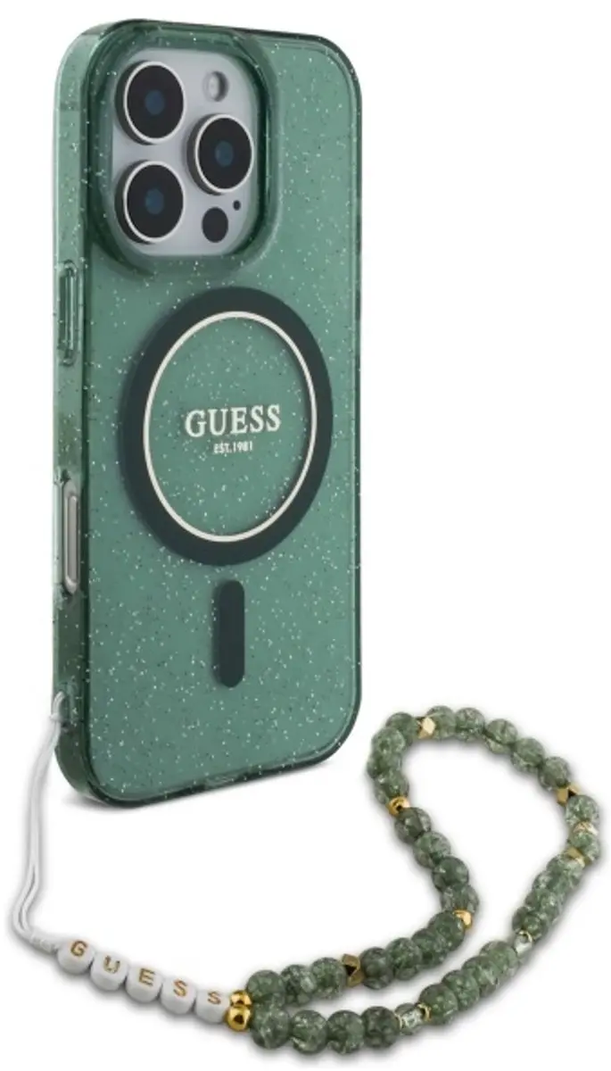 GUESS MagSafe Glitter Case iPhone 16 Pro Max - Groen