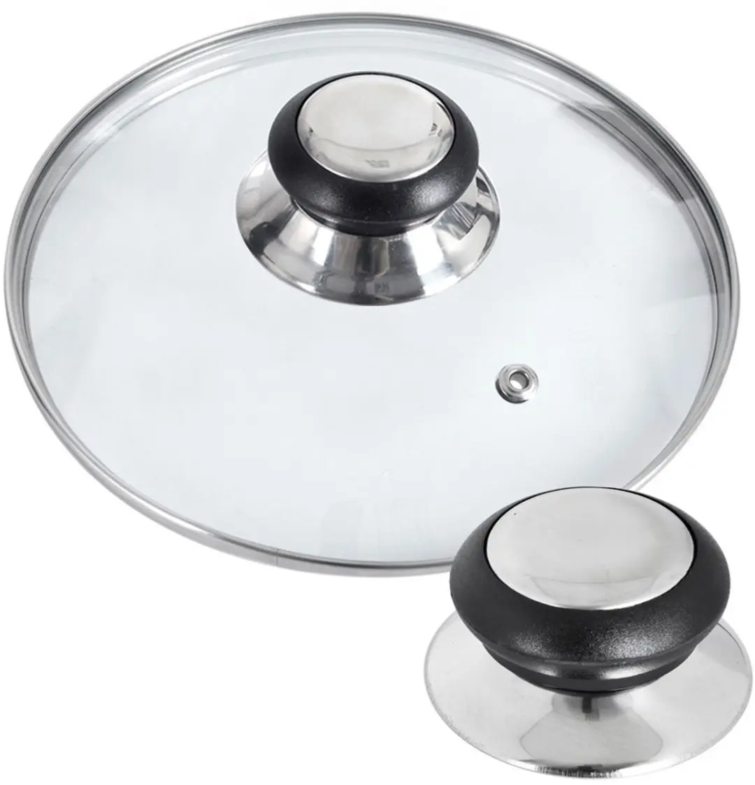 Orion Stalen Dekselknoppen - 2 Stuks - Zilver/Zwart