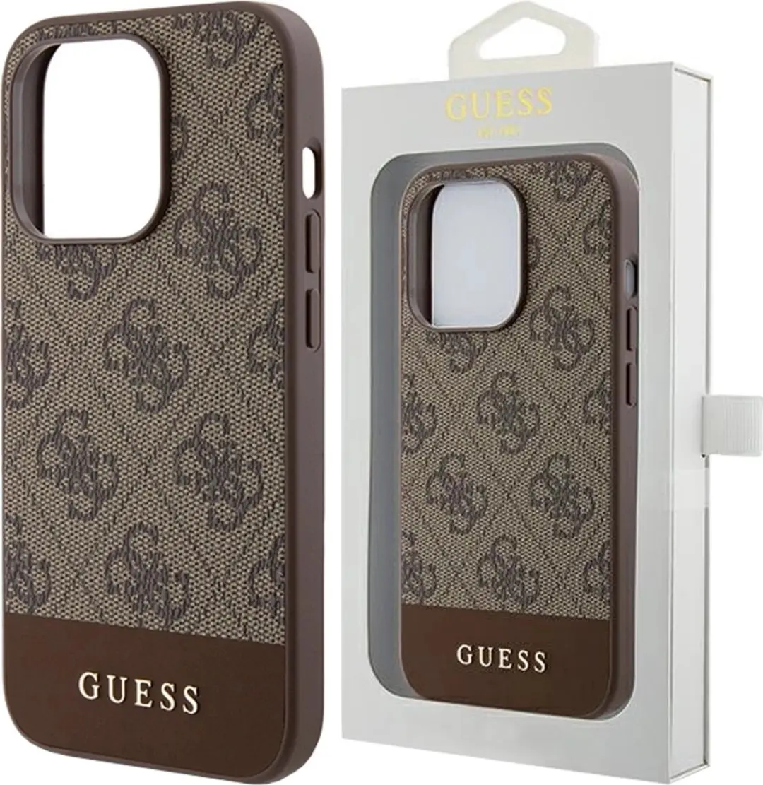 GUESS 4G Stripe Back Case - iPhone 15 Pro Max - Bruin