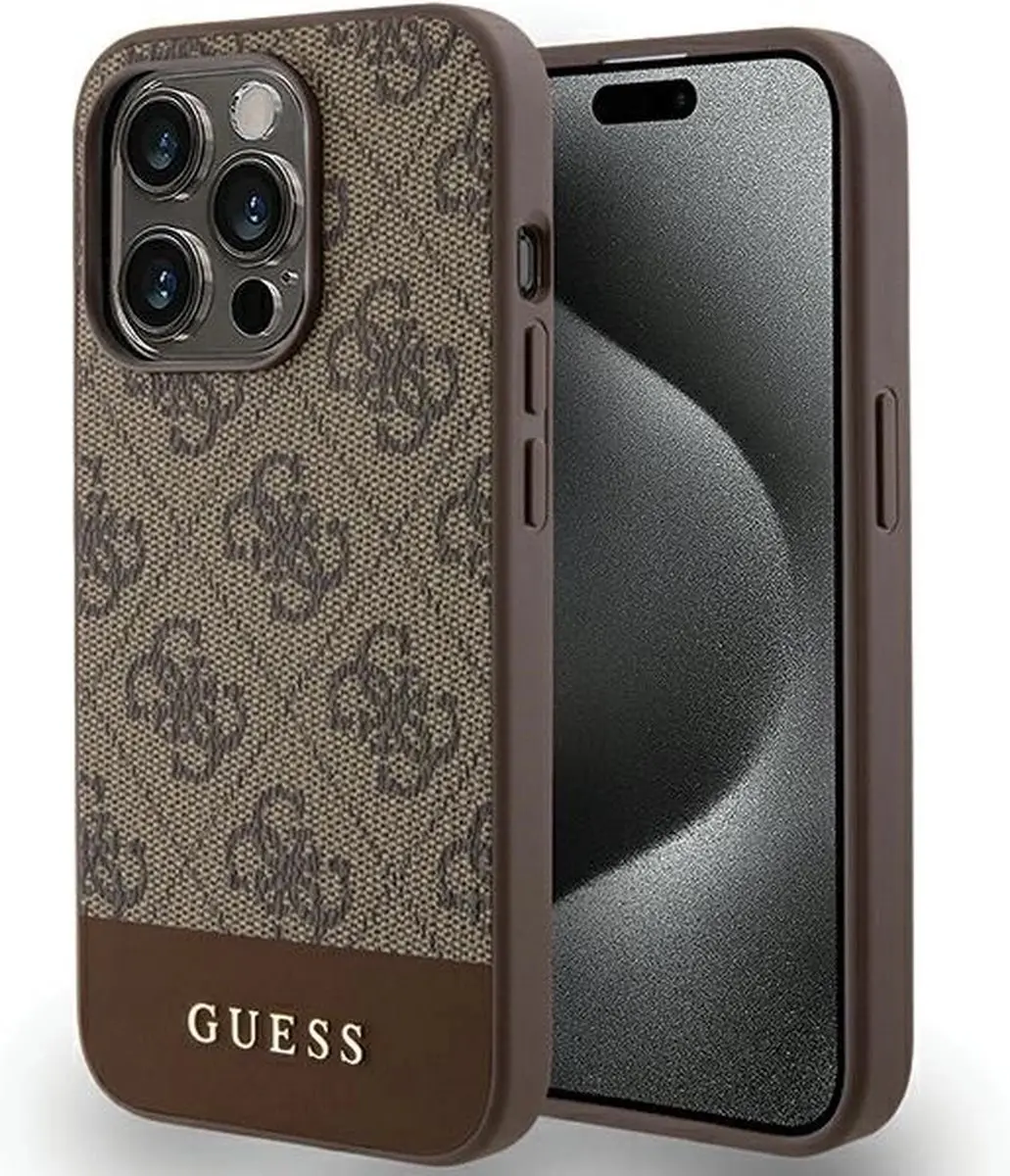 GUESS 4G Stripe Back Case - iPhone 15 Pro Max - Bruin