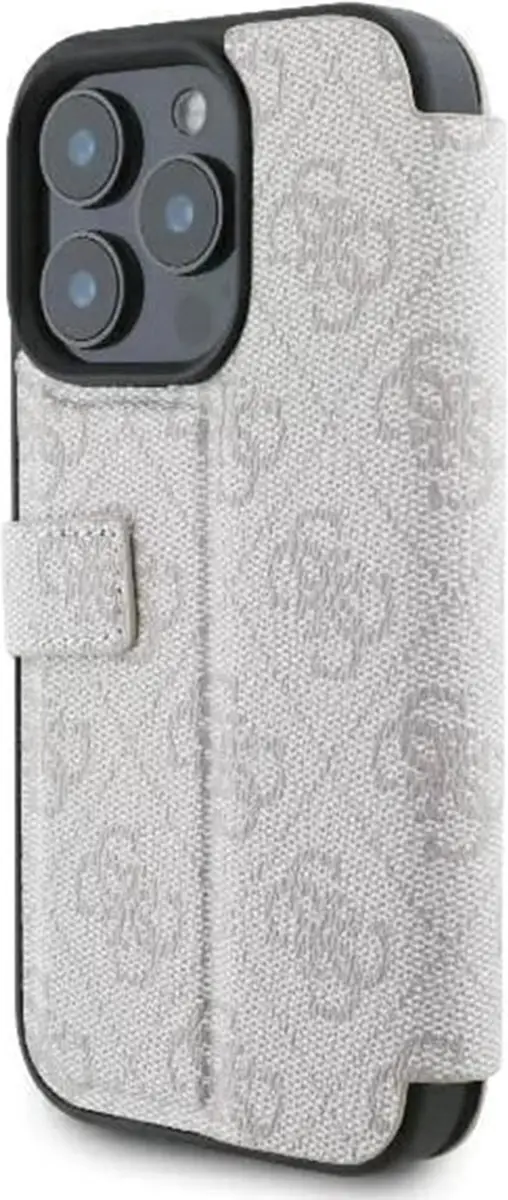 GUESS 4G Big Metal Logo Book Wallet Case - iPhone 16 Pro Max - Roze