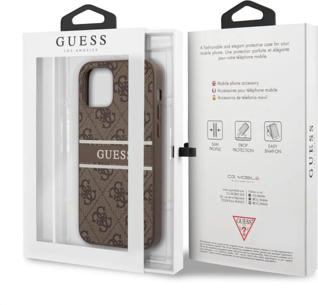 GUESS Logo Stripe Backcase iPhone 12 Pro Max - Bruin