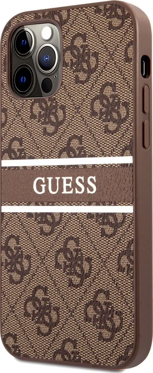 GUESS Logo Stripe Backcase iPhone 12 Pro Max - Bruin