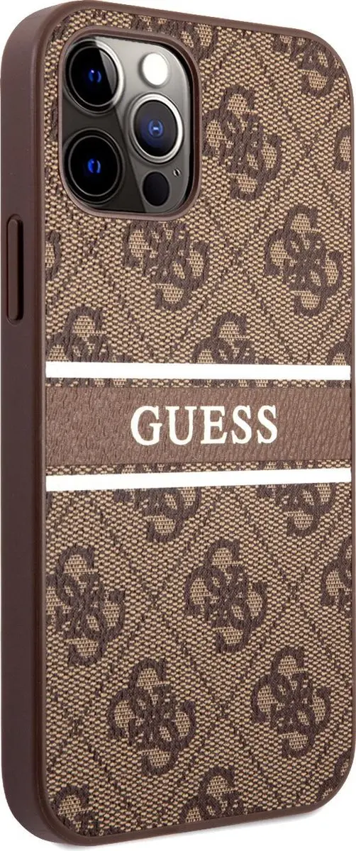 GUESS Logo Stripe Backcase iPhone 12 Pro Max - Bruin