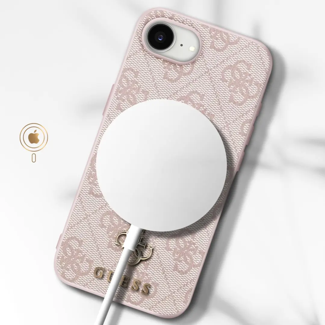 GUESS Hardcase Back Case iPhone 16e - Roze - MagSafe GUHMPSE4P4SM4MP
