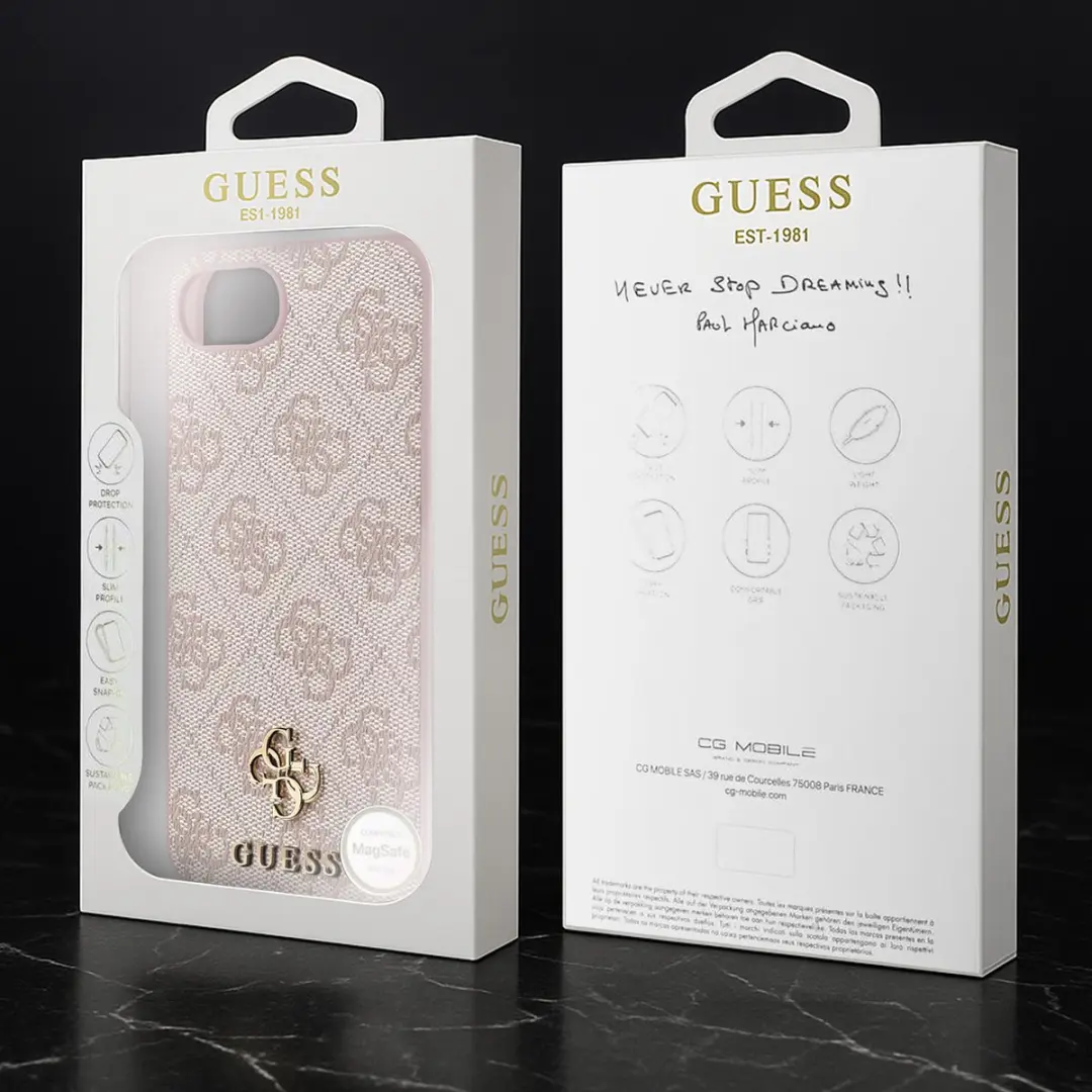 GUESS Hardcase Back Case iPhone 16e - Roze - MagSafe GUHMPSE4P4SM4MP