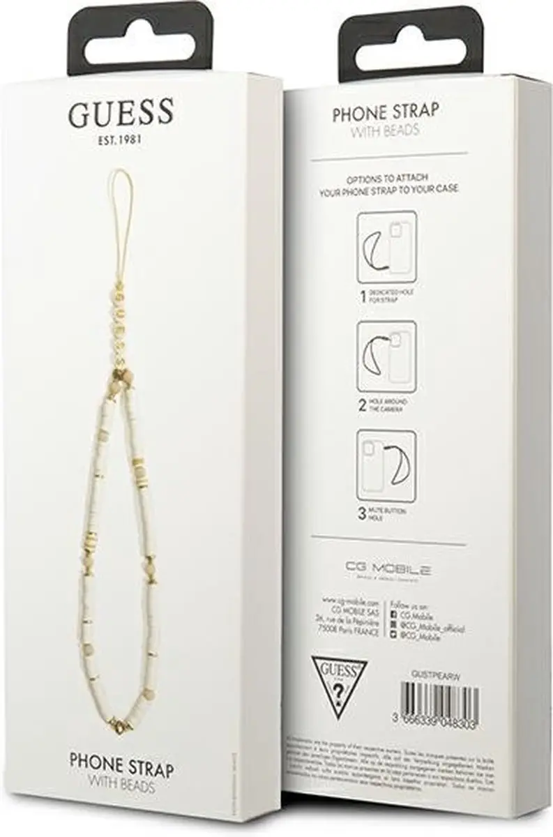 Guess Heishi Telefoonkoord - Wit - 1 Pasje