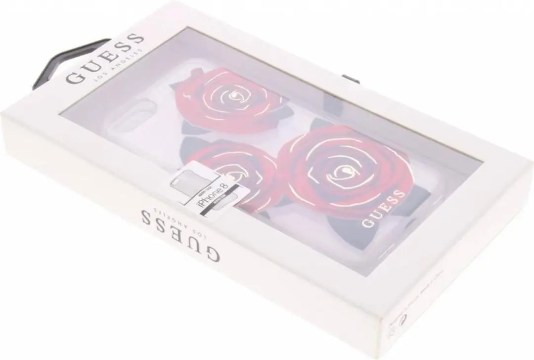 Guess Rode Rozen Transparant Hardcase iPhone 8/7