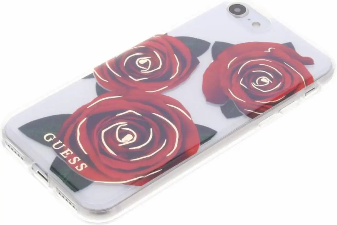 Guess Rode Rozen Transparant Hardcase iPhone 8/7