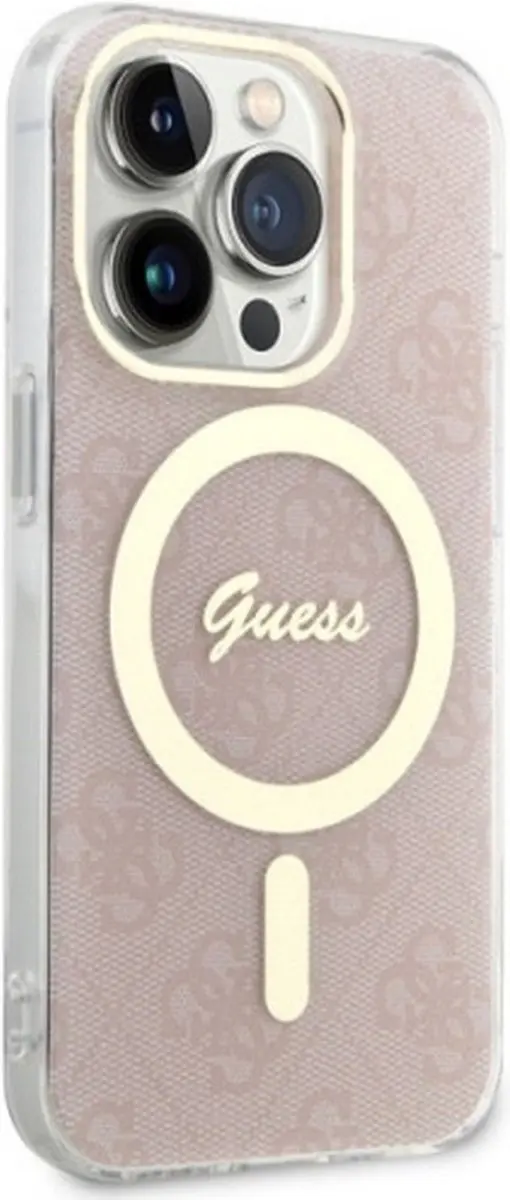 Guess 4G Back Case MagSafe iPhone 14 Pro - Roze