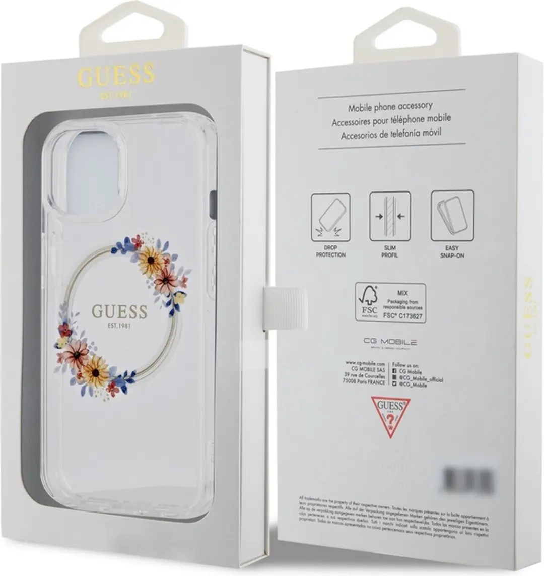 GUESS Glossy Ring Back Case - iPhone 14 - Transparant
