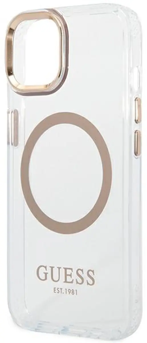GUESS iPhone 14 Plus MagSafe Hoesje - Goud/Transparant - afbeelding 6 van 6