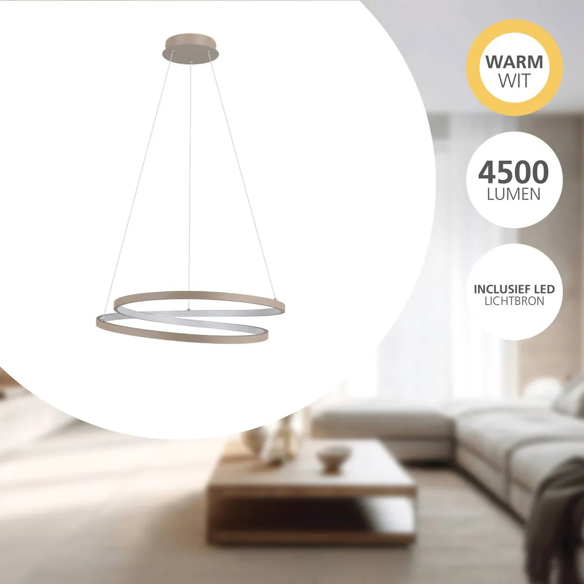 Eglo Ruotale Hanglamp Ø55cm - Zandkleur/Wit