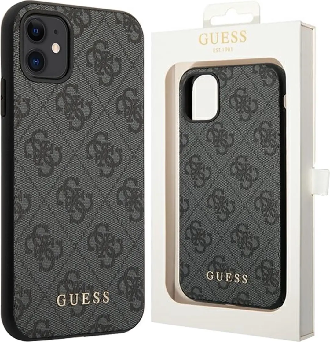GUESS Backcase Hoesje iPhone 11/XR - Effen Grijs Kunstleer - afbeelding 2 van 6
