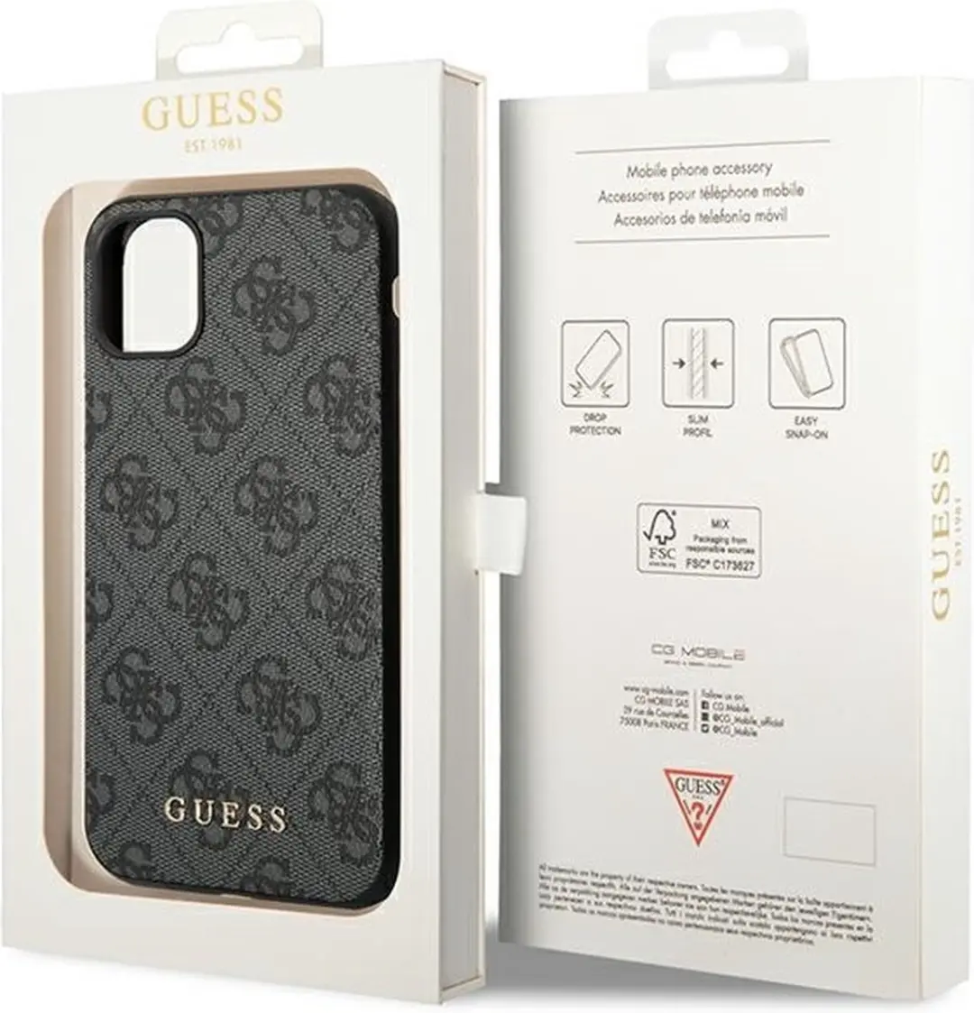 GUESS Backcase Hoesje iPhone 11/XR - Effen Grijs Kunstleer - afbeelding 3 van 6