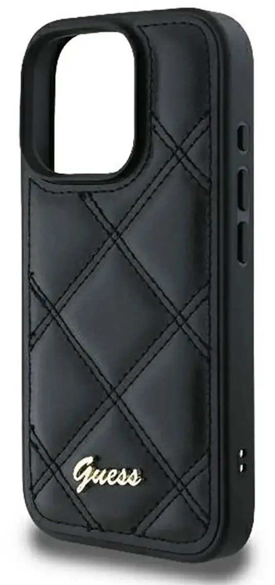 Guess Quilted Puffed Metal Logo Hoesje iPhone 16 Pro Max 12054 - Zwart