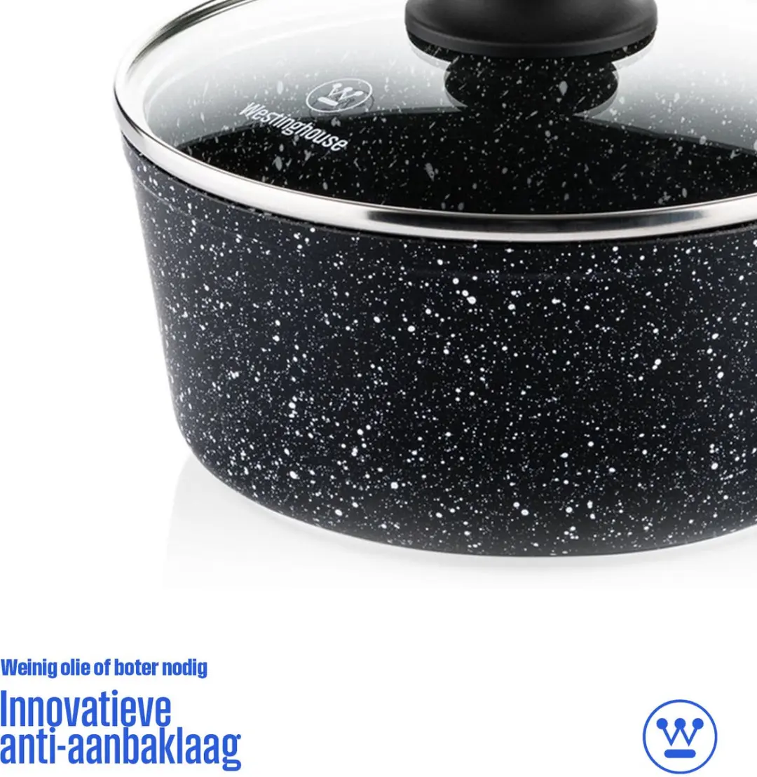 Westinghouse Steelpan Ø18cm Inductiepan - Zwart Marmer
