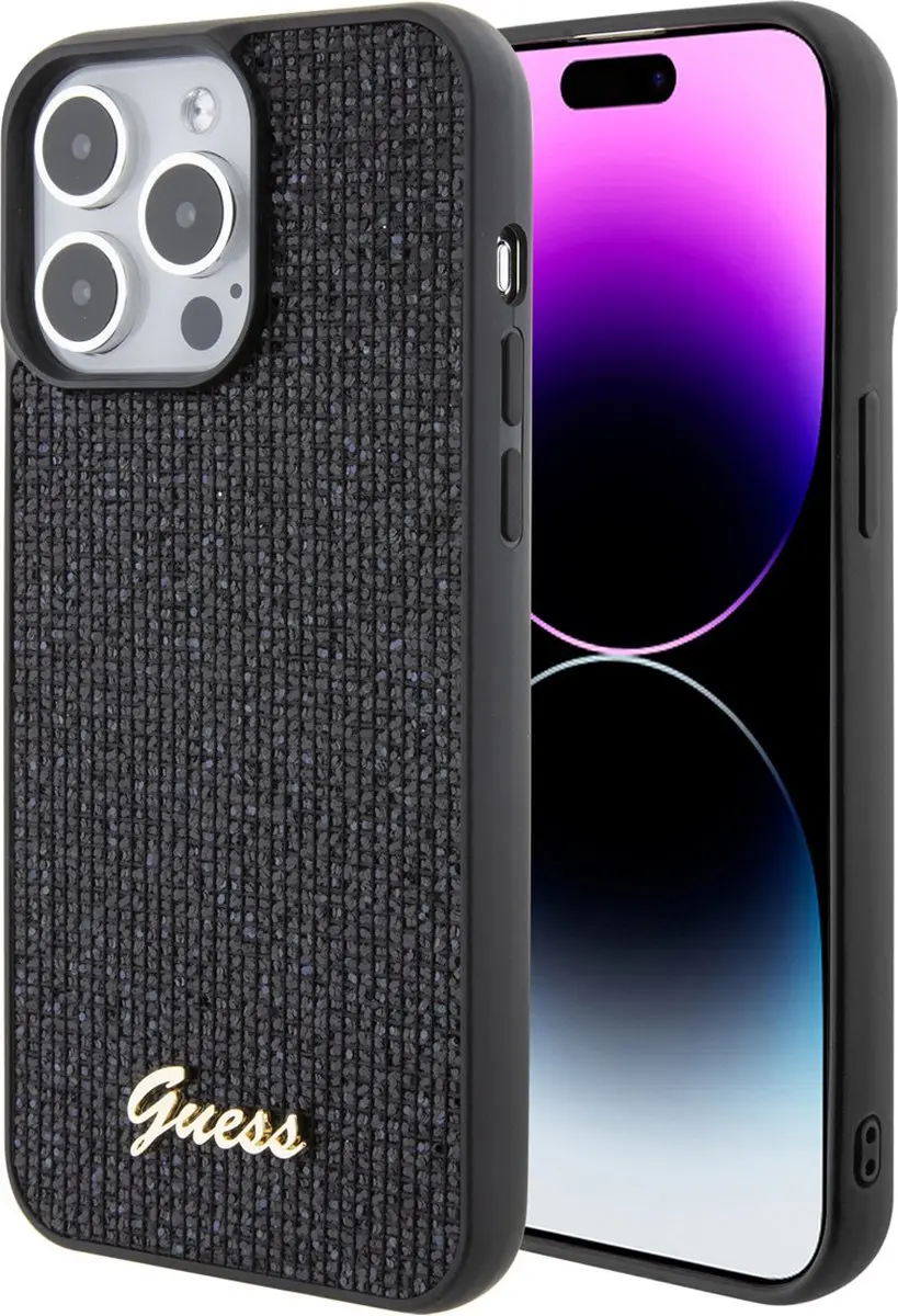 Guess Square Mirror Back Case iPhone 15 Pro Max - Zwart