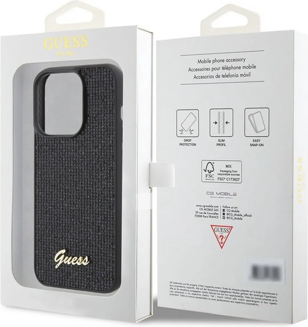 Guess Square Mirror Back Case iPhone 15 Pro Max - Zwart