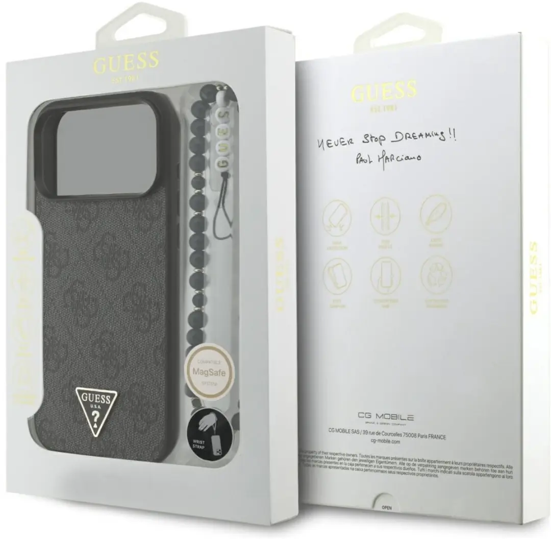 GUESS Case 4G Band Driehoek Logo MagSafe iPhone 17 Pro Max - Zwart