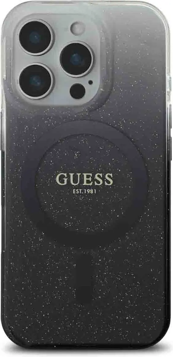 Guess MagSafe Glitter Gradient Case iPhone 16 Pro - Zwart