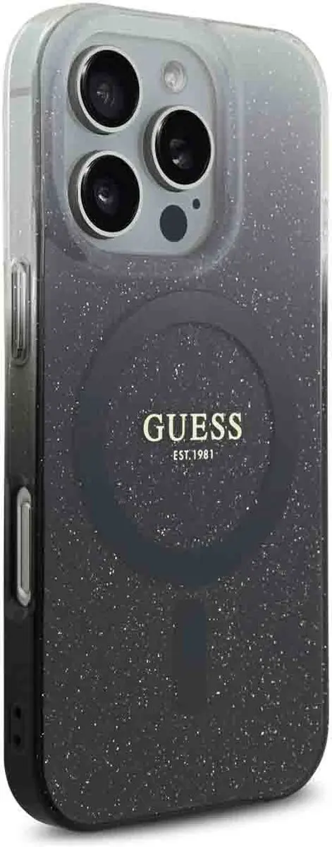 Guess MagSafe Glitter Gradient Case iPhone 16 Pro - Zwart
