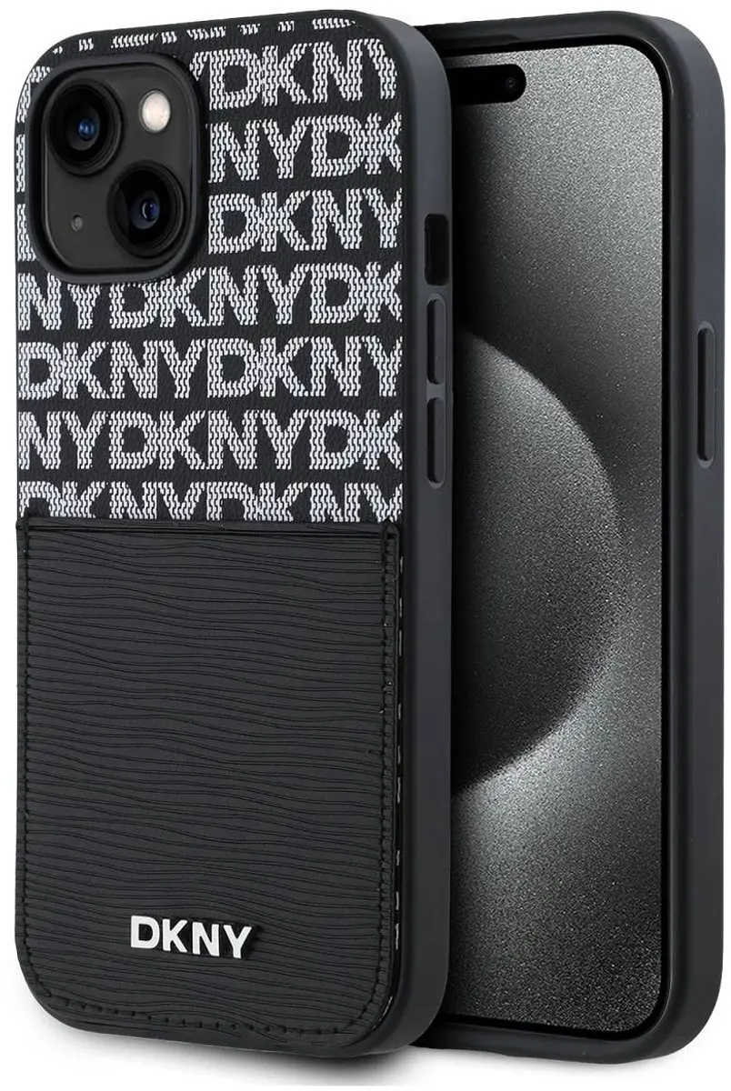 DKNY Hoesje iPhone 15 Kaarthouder Zwart DKHCP15SPCRTHLK
