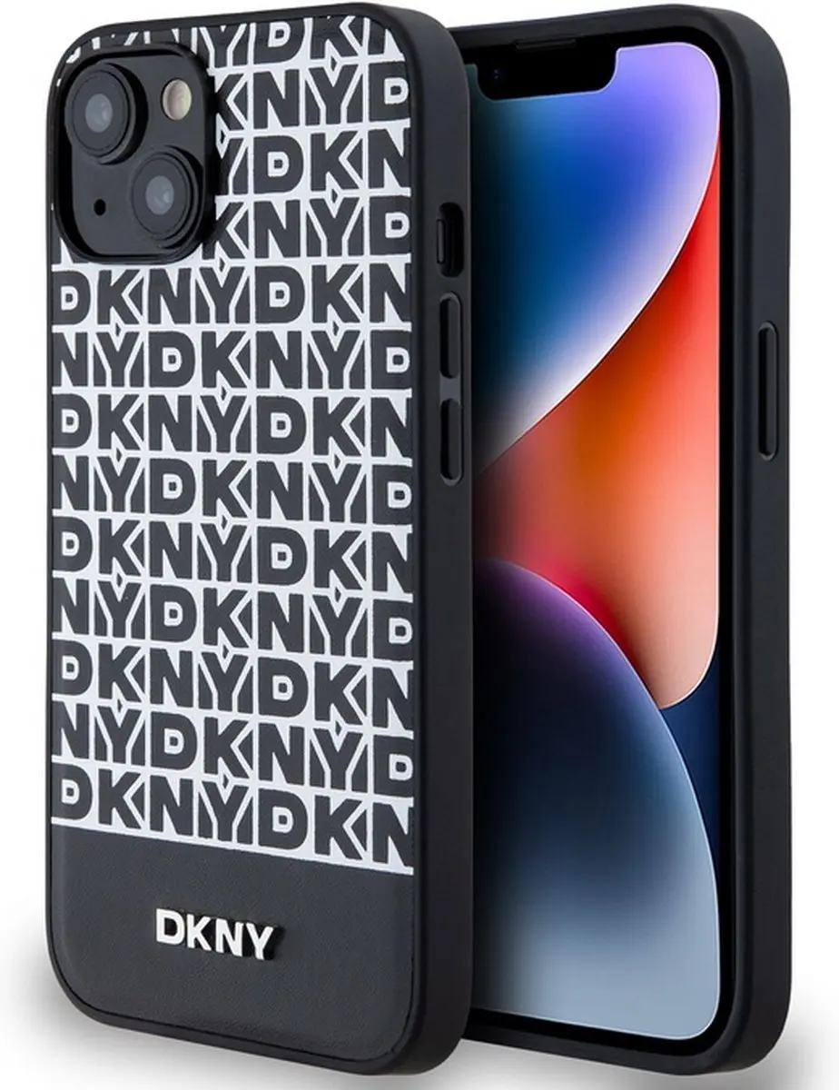 DKNY Repeat Bottom Stripe Back Case MagSafe iPhone 14 - Zwart