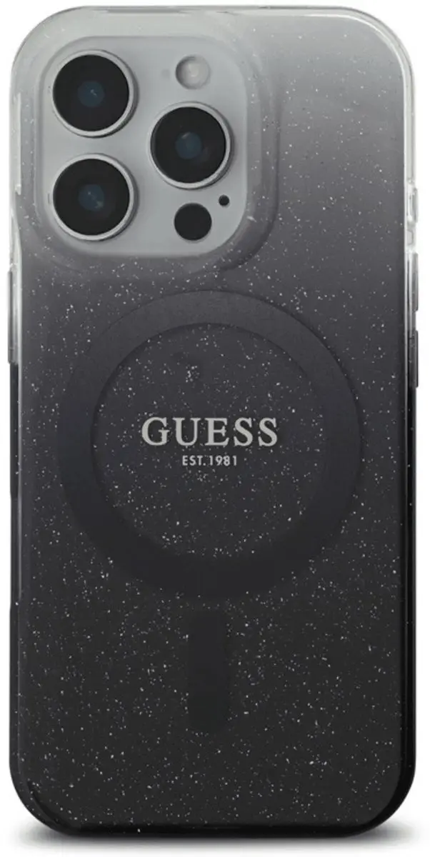 GUESS Backcover iPhone 16 Pro Max Magsafe IML Glitter Gradient - Zwart GUHMP16XHGRCELK