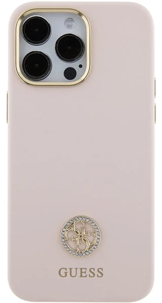 GUESS 4G Silicone Metal Logo Back Case - iPhone 15 Pro Max - Roze