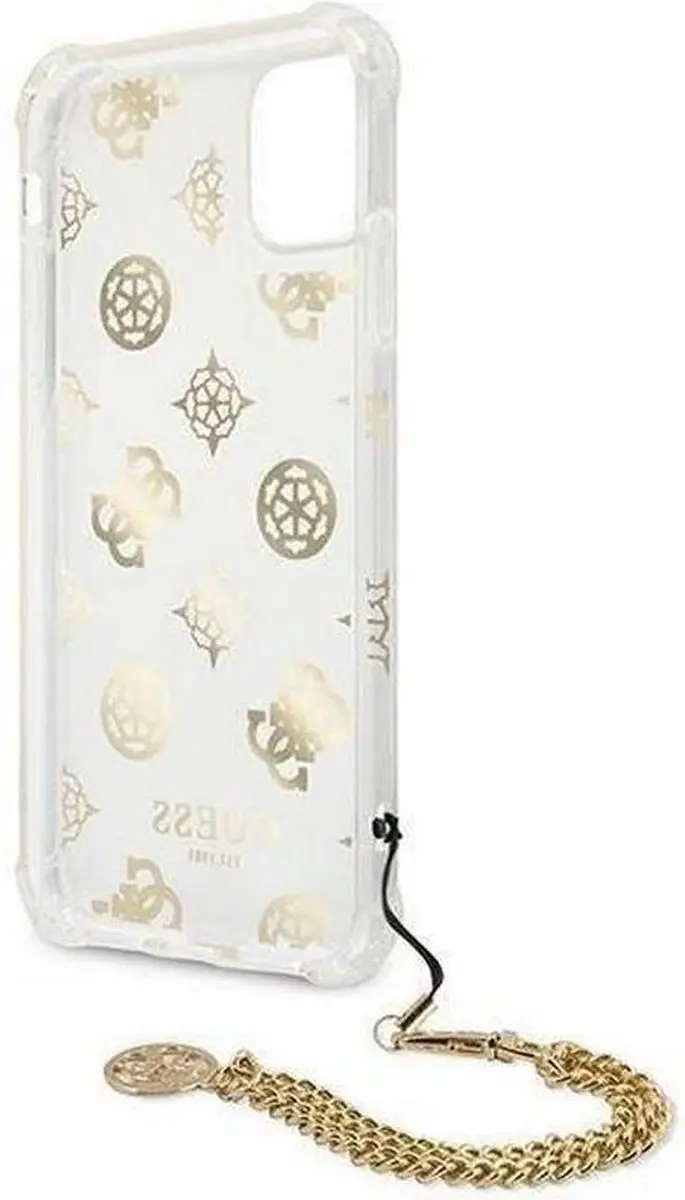 Guess Peony Back Case met Strap - iPhone 11 Pro Goud