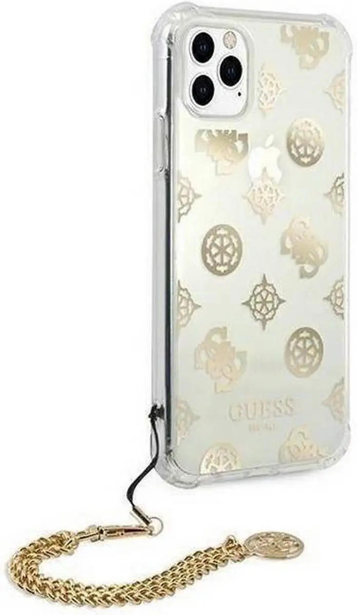 Guess Peony Back Case met Strap - iPhone 11 Pro Goud