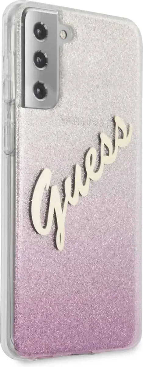 Guess Glitter Vintage Hoesje Samsung S21 Plus - Roze - afbeelding 6 van 6