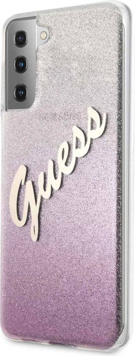 Guess Glitter Vintage Hoesje Samsung S21 Plus - Roze