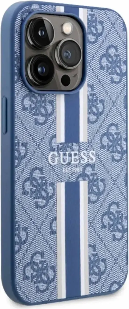 GUESS 4G Printed Stripe Back Case - iPhone 14 Pro Max - Blauw