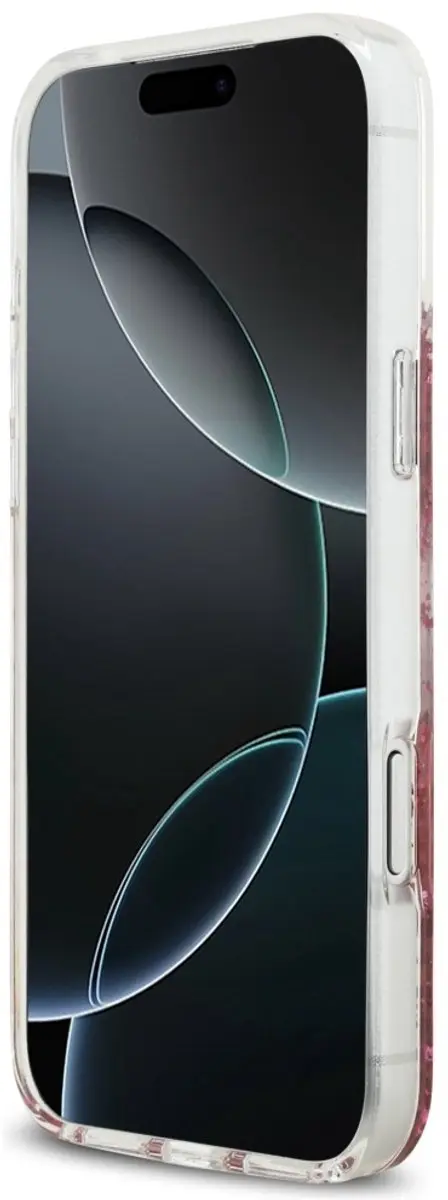 GUESS Glitter Onderkant Hoesje iPhone 17 Pro Max - Zwart - MagSafe