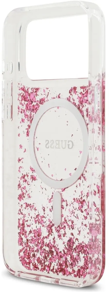 GUESS Glitter Onderkant Hoesje iPhone 17 Pro Max - Zwart - MagSafe