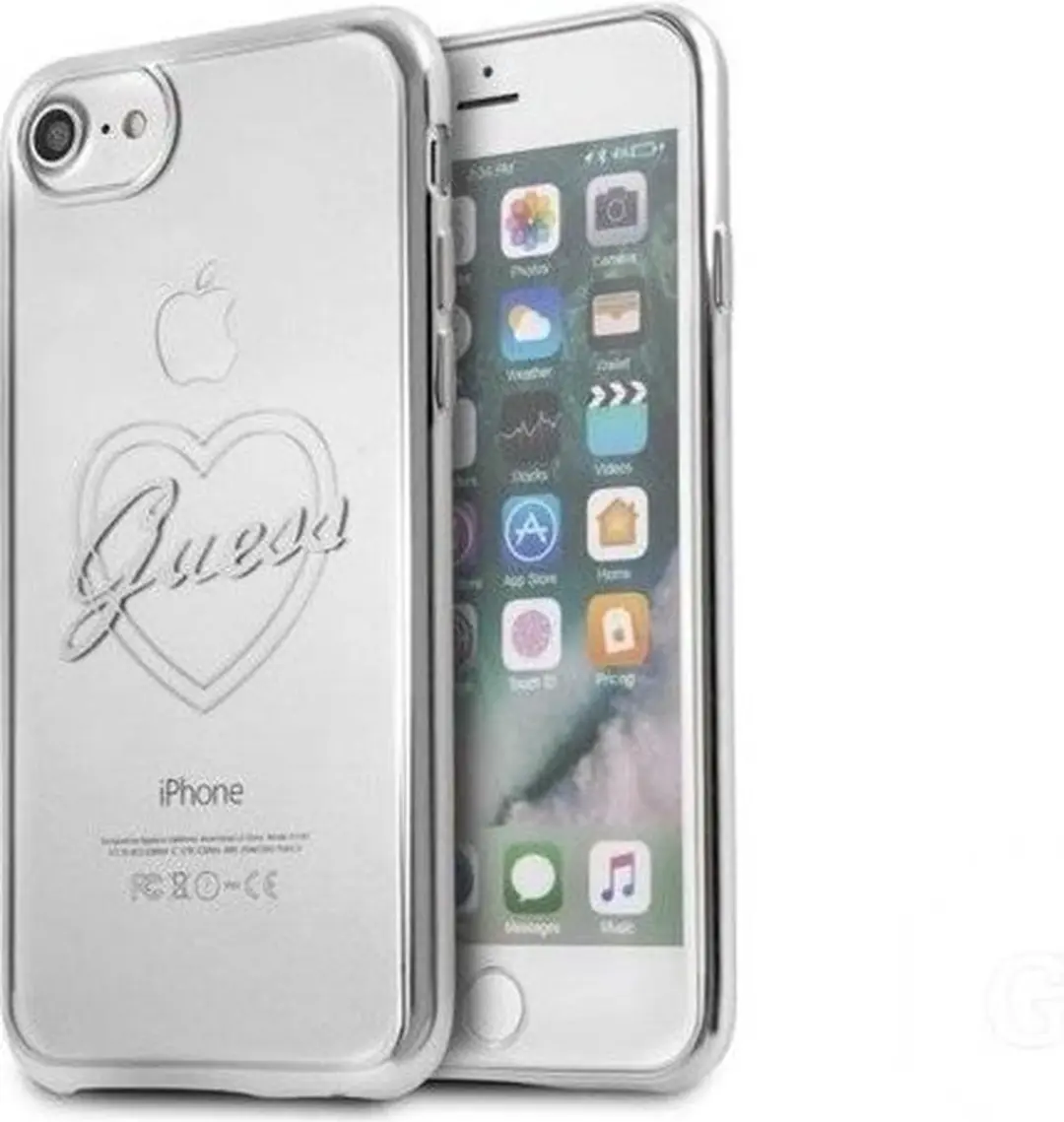 GUESS iPhone 7/8 Hoesje S212-4 - Zilver Hearts