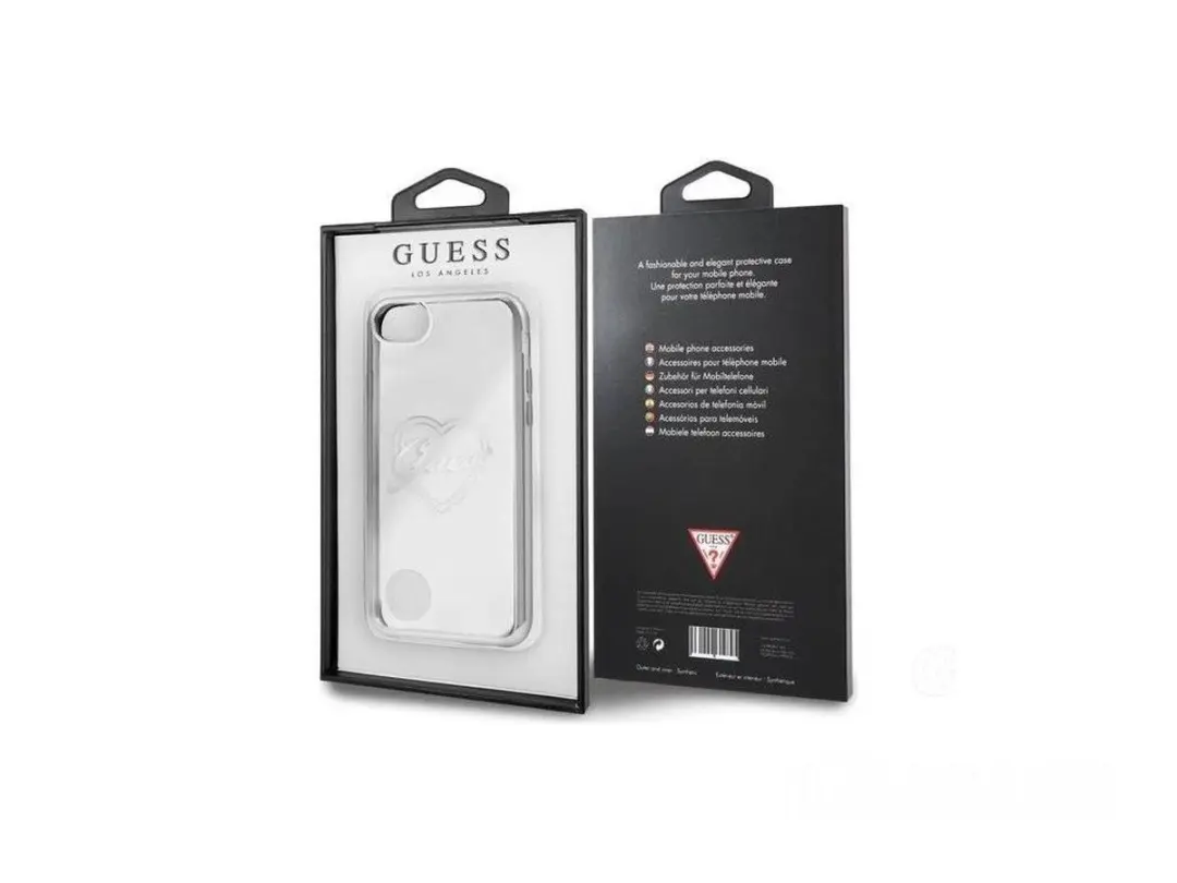 GUESS iPhone 7/8 Hoesje S212-4 - Zilver Hearts - afbeelding 6 van 6