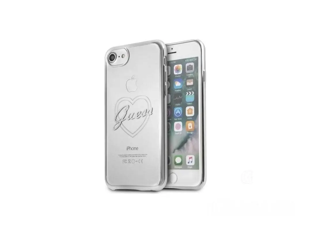 GUESS iPhone 7/8 Hoesje S212-4 - Zilver Hearts