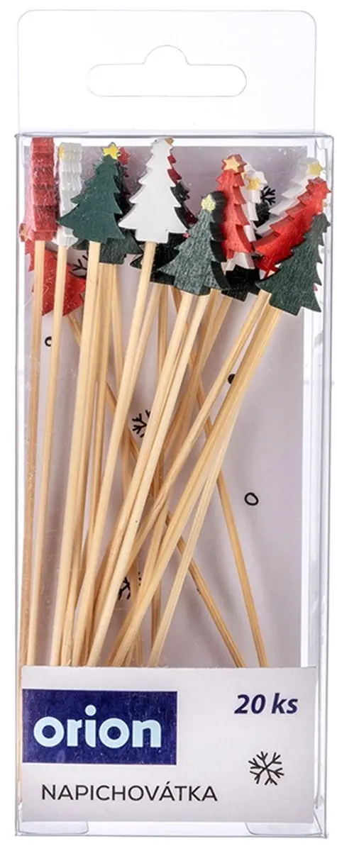 Orion Cocktailprikkers Bamboe Kerstboom 20 Stuks - Veelkleurig