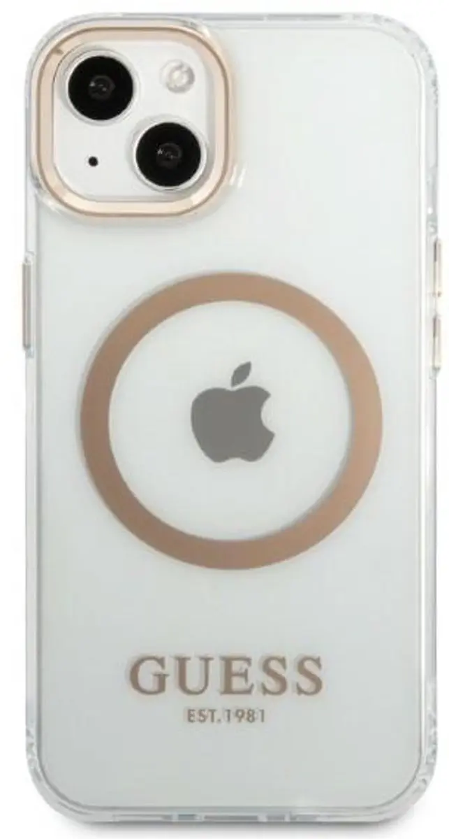GUESS Translucent Back Case iPhone 13 - Goud - MagSafe