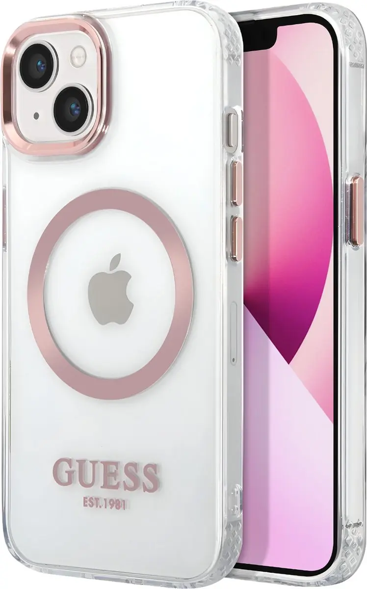 GUESS Translucent Back Case iPhone 13 - Goud - MagSafe