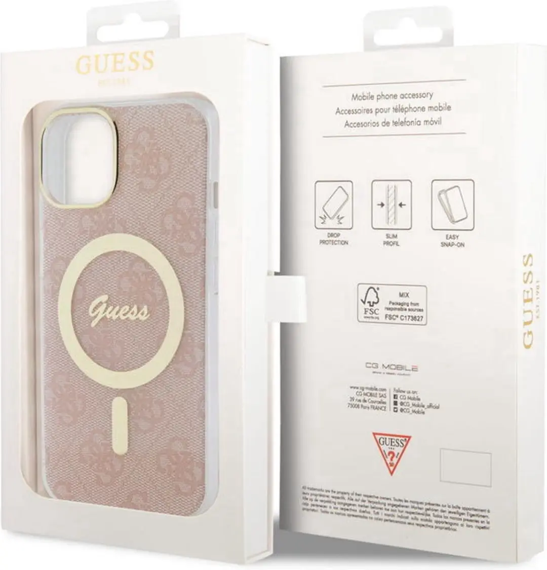 Guess 4G MagSafe Back Case - iPhone 14 Roze