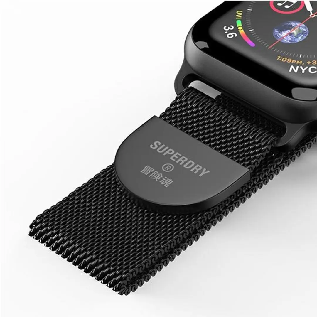 Superdry Chainmail Bandje Apple Watch 41mm - Zwart