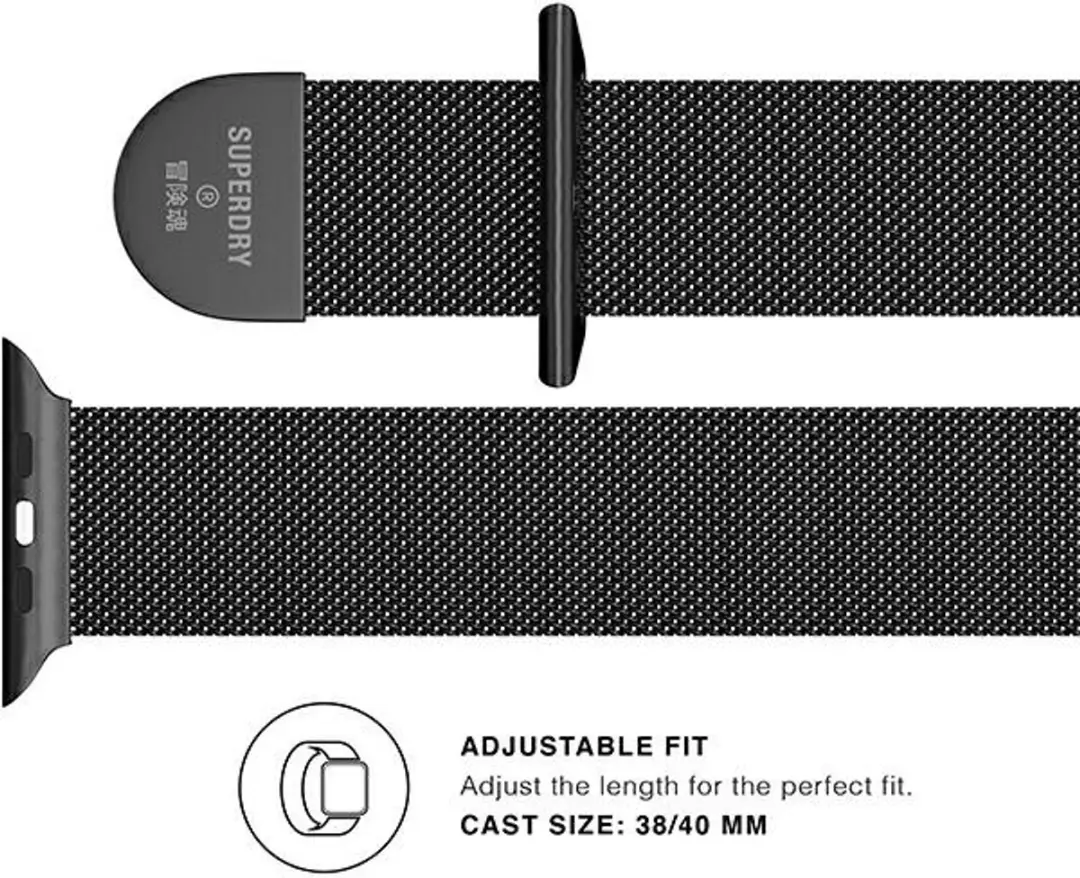 Superdry Chainmail Bandje Apple Watch 41mm - Zwart